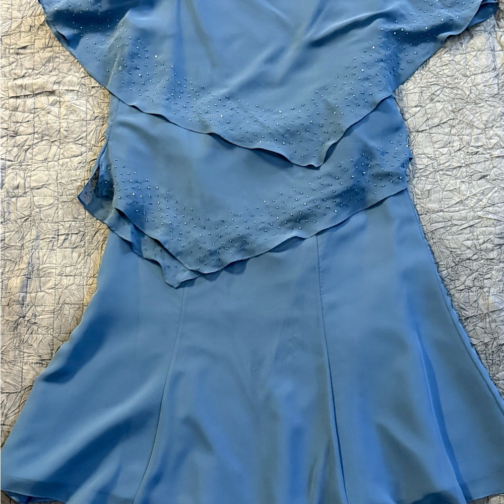 NWOT Alfred Angelo 2pc Indigo Beaded Chiffon Set Sz 14 Mother Bride